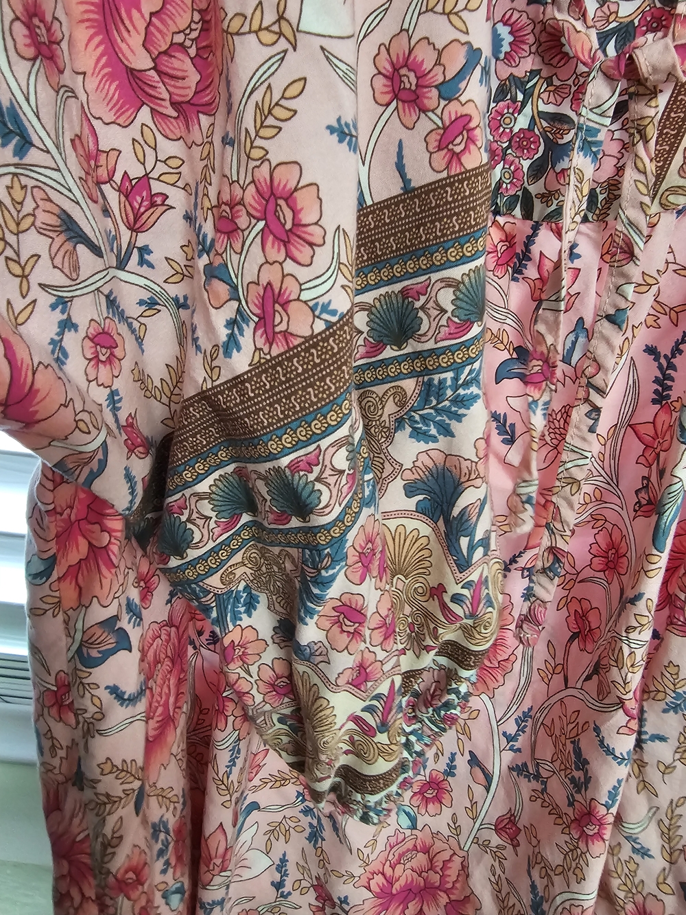 Women's Pink Floral Tie-Front Boho Tunic - Picture 5 of 8